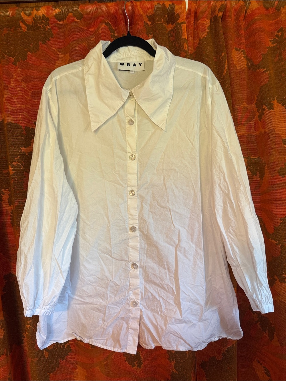 WRAY Oversized White Button-Down Shirt with Statement Collar